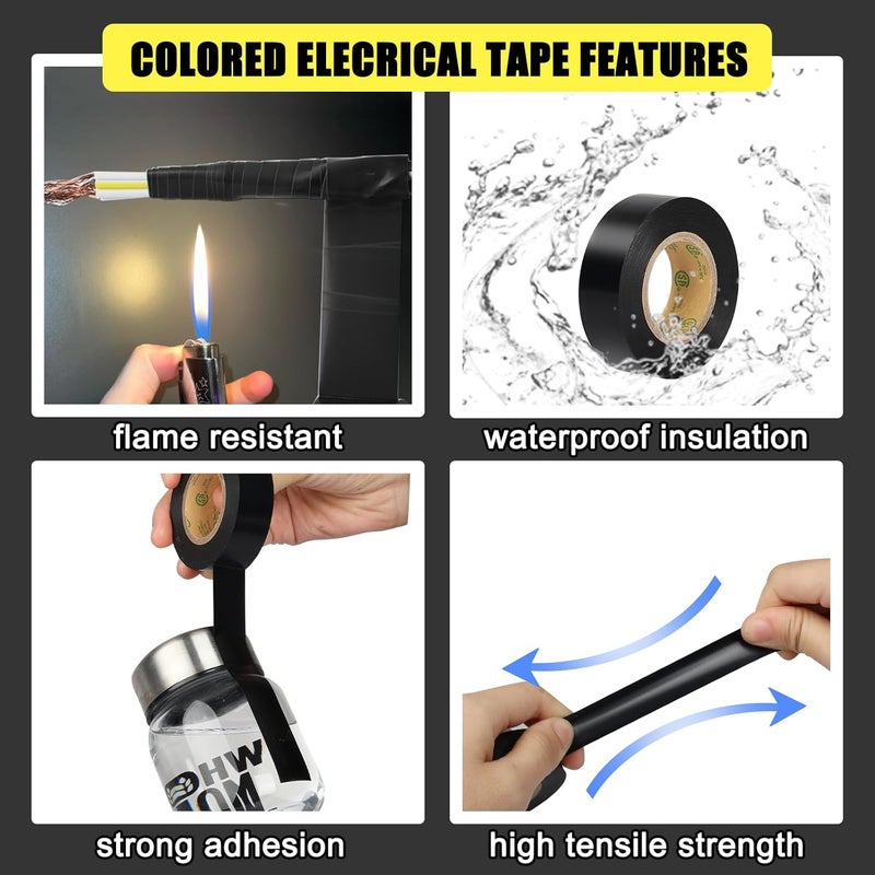 G GEYYANG GEYYANG Green Electrical Tape, Professional Grade UL Approved, 4 Pack Multipurpose Electrical Tape for Home Improvement Electrical Equipment, 0.7in X 33ft PVC Electric Insulating Tape - Image 4